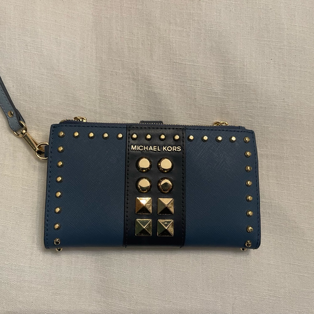 Nwot Michael Kors Blue Adele Studded Tricolor Saf… - image 1
